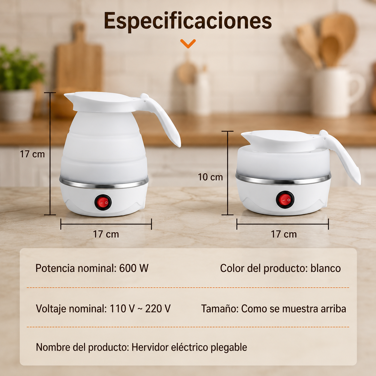 HerviGo™ Hervidor Eléctrico Plegable Mini 600cc