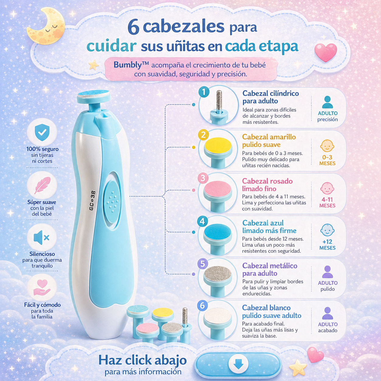 Bumbly™ - Lima De Uñas Para Bebe 6 en 1