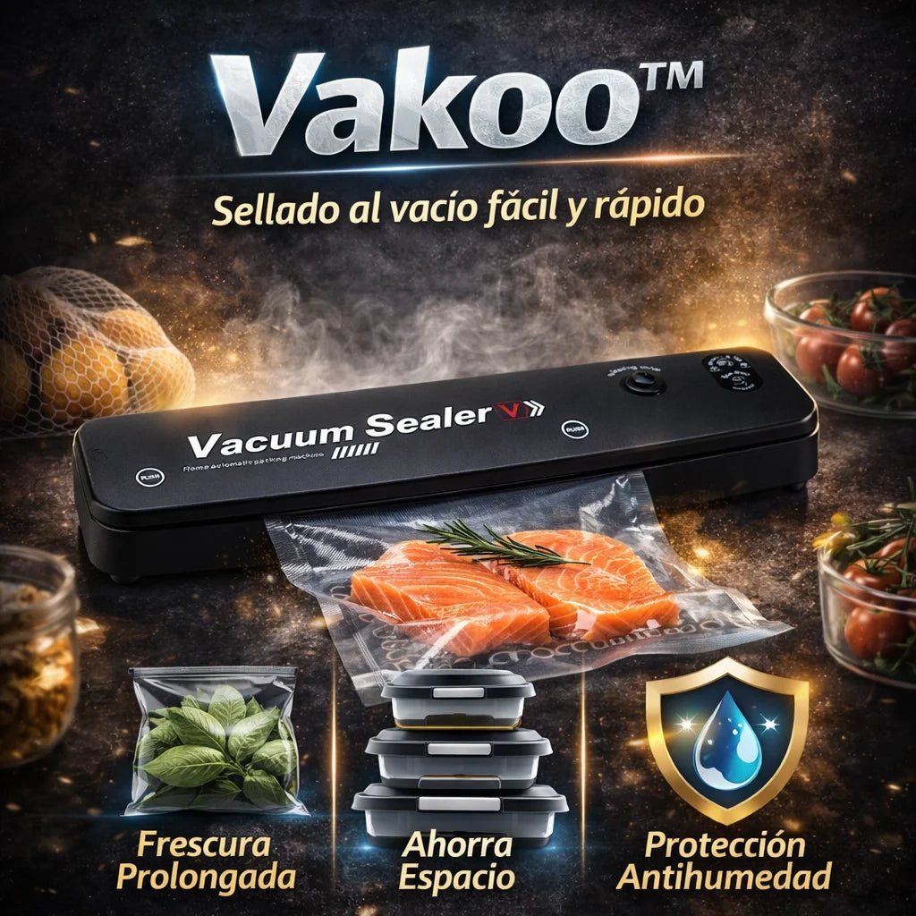 Vakoo™ - Sellador al Vacío Fácil y Rápido + Rollo Bolsa 5 Metros